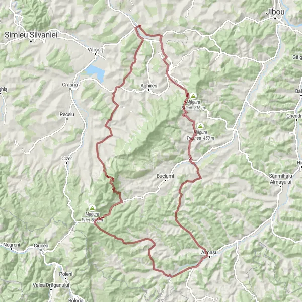 Map miniature of "Ultimate Gravel Adventure: Hereclean to Stârciu" cycling inspiration in Nord-Vest, Romania. Generated by Tarmacs.app cycling route planner