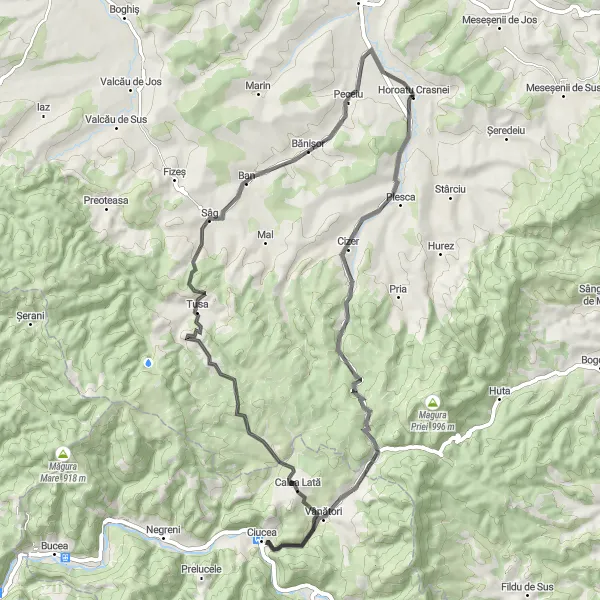 Map miniature of "Cizer and Ban Circuit" cycling inspiration in Nord-Vest, Romania. Generated by Tarmacs.app cycling route planner