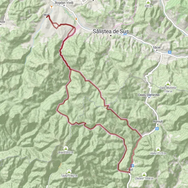 Map miniature of "Pleșcuței Gravel Adventure" cycling inspiration in Nord-Vest, Romania. Generated by Tarmacs.app cycling route planner