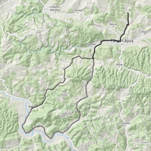 Map miniature of "Dolheni and Bârsău Mare Road Cycling Route" cycling inspiration in Nord-Vest, Romania. Generated by Tarmacs.app cycling route planner