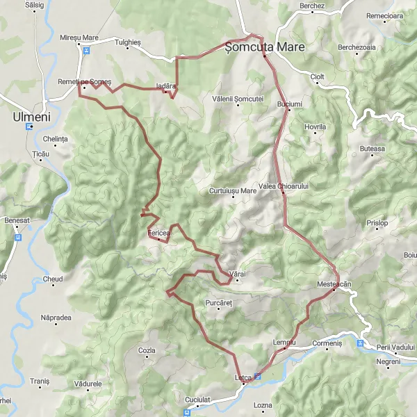 Map miniature of "Vărai Gravel Adventure" cycling inspiration in Nord-Vest, Romania. Generated by Tarmacs.app cycling route planner