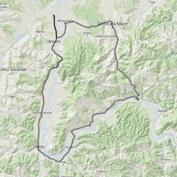 Map miniature of "Cuciulat Loop" cycling inspiration in Nord-Vest, Romania. Generated by Tarmacs.app cycling route planner