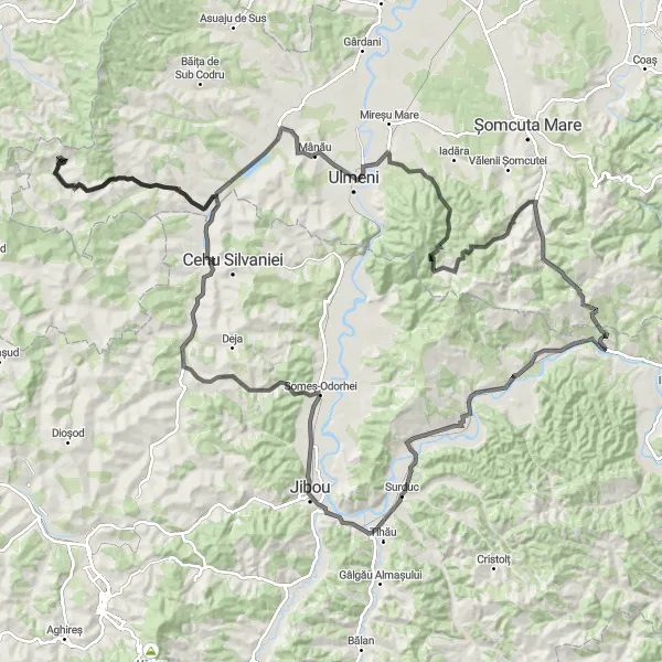 Map miniature of "Ultimate Chioarului Climbs" cycling inspiration in Nord-Vest, Romania. Generated by Tarmacs.app cycling route planner