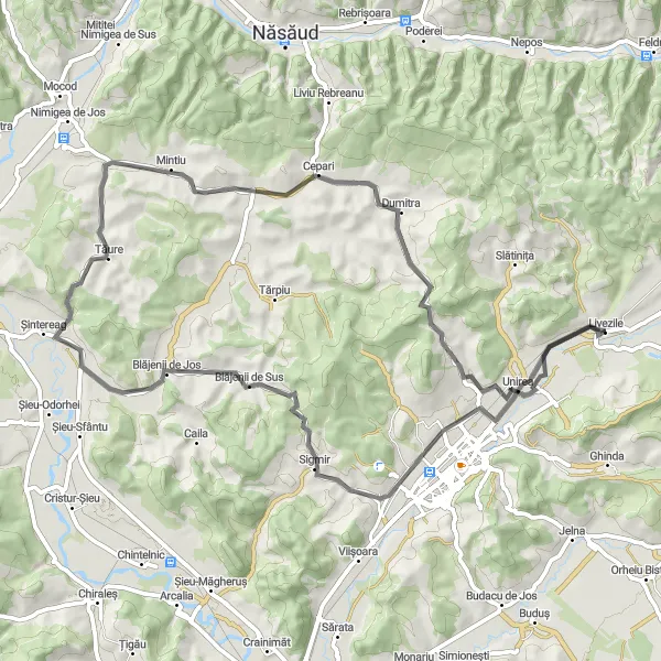 Map miniature of "Blăjenii de Sus Scenic Road" cycling inspiration in Nord-Vest, Romania. Generated by Tarmacs.app cycling route planner