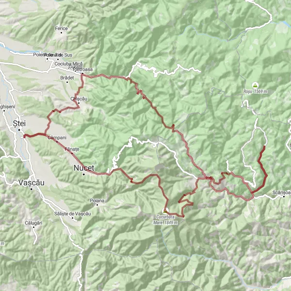 Map miniature of "Burdanului Challenge" cycling inspiration in Nord-Vest, Romania. Generated by Tarmacs.app cycling route planner