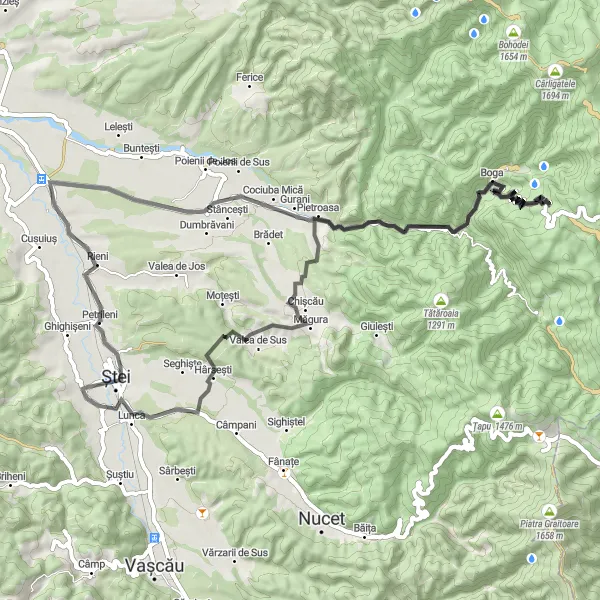 Map miniature of "Lazului Loop" cycling inspiration in Nord-Vest, Romania. Generated by Tarmacs.app cycling route planner