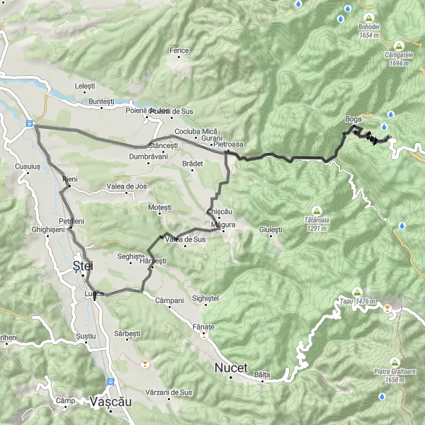 Map miniature of "Lazului Loop" cycling inspiration in Nord-Vest, Romania. Generated by Tarmacs.app cycling route planner