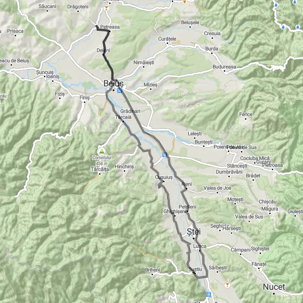 Map miniature of "Beiuș Highlights" cycling inspiration in Nord-Vest, Romania. Generated by Tarmacs.app cycling route planner