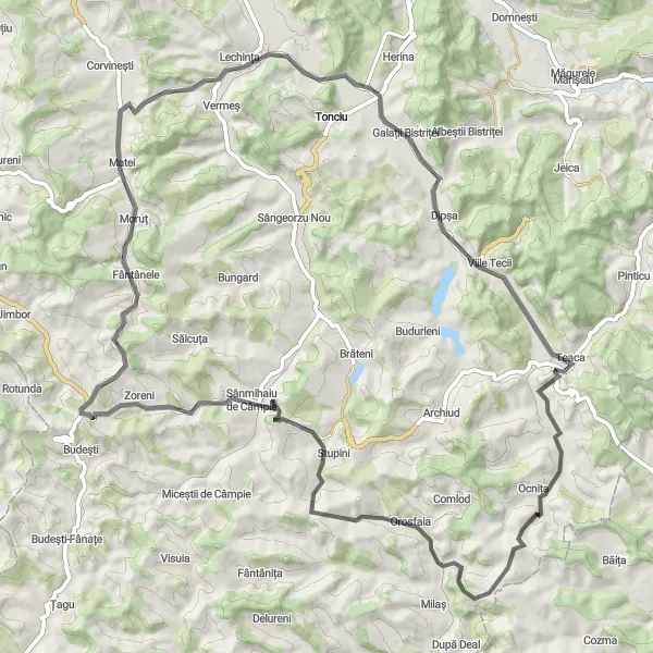 Map miniature of "Explore the Cultural Heritage Route" cycling inspiration in Nord-Vest, Romania. Generated by Tarmacs.app cycling route planner
