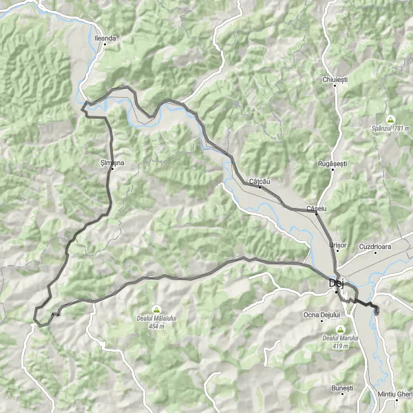 Map miniature of "Manastirea Maia Circuit" cycling inspiration in Nord-Vest, Romania. Generated by Tarmacs.app cycling route planner