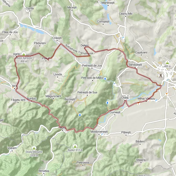 Map miniature of "Off-Road Adventures" cycling inspiration in Nord-Vest, Romania. Generated by Tarmacs.app cycling route planner