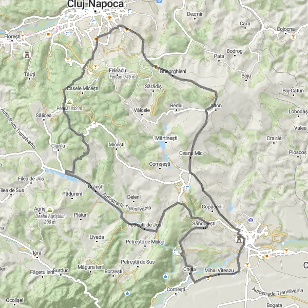 Map miniature of "Cheile Turzii Loop" cycling inspiration in Nord-Vest, Romania. Generated by Tarmacs.app cycling route planner