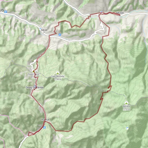 Map miniature of "Gravel Adventure" cycling inspiration in Nord-Vest, Romania. Generated by Tarmacs.app cycling route planner