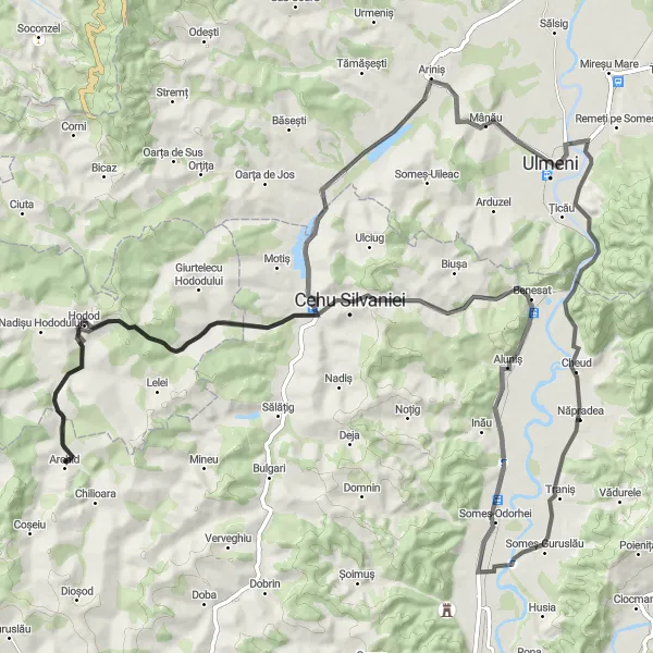 Map miniature of "Scenic Zalău Circuit" cycling inspiration in Nord-Vest, Romania. Generated by Tarmacs.app cycling route planner