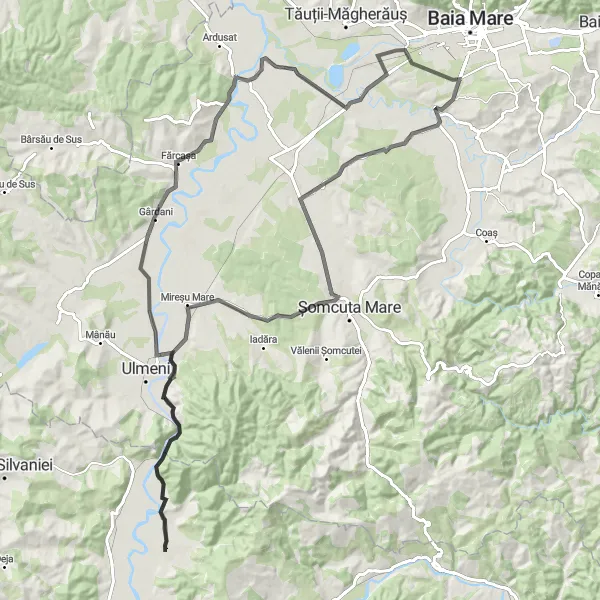 Map miniature of "Tohat Cycling Route" cycling inspiration in Nord-Vest, Romania. Generated by Tarmacs.app cycling route planner