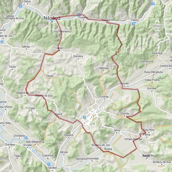 Map miniature of "The Rebrișoara Escape" cycling inspiration in Nord-Vest, Romania. Generated by Tarmacs.app cycling route planner