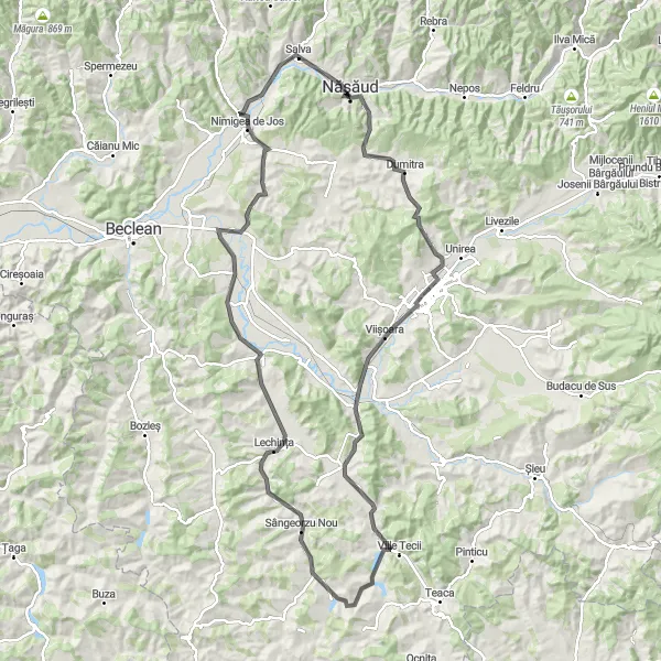 Map miniature of "Bistrița Discovery" cycling inspiration in Nord-Vest, Romania. Generated by Tarmacs.app cycling route planner