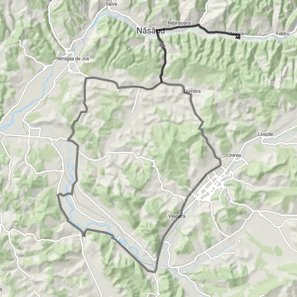 Map miniature of "Cultural Ride through Arcalia" cycling inspiration in Nord-Vest, Romania. Generated by Tarmacs.app cycling route planner