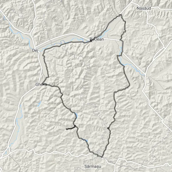 Map miniature of "Scenic Cycling through Nimigea de Jos" cycling inspiration in Nord-Vest, Romania. Generated by Tarmacs.app cycling route planner