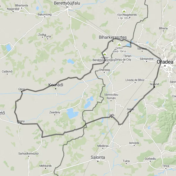 Map miniature of "Road Cycling through Inand and Decebal-Dacia" cycling inspiration in Nord-Vest, Romania. Generated by Tarmacs.app cycling route planner