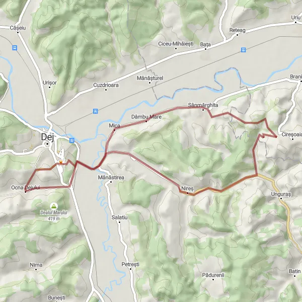 Map miniature of "Dâmbu Mare Loop" cycling inspiration in Nord-Vest, Romania. Generated by Tarmacs.app cycling route planner