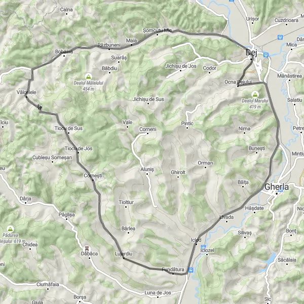 Map miniature of "Maia Challenge" cycling inspiration in Nord-Vest, Romania. Generated by Tarmacs.app cycling route planner