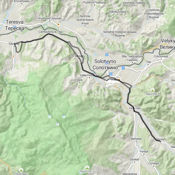 Map miniature of "Sighetu Marmatiei to Vadu Izei Road Ride" cycling inspiration in Nord-Vest, Romania. Generated by Tarmacs.app cycling route planner