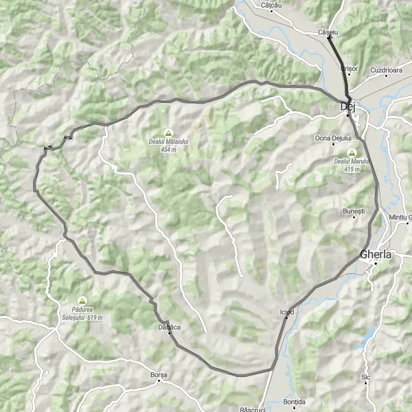 Map miniature of "Panticeu Explorer" cycling inspiration in Nord-Vest, Romania. Generated by Tarmacs.app cycling route planner