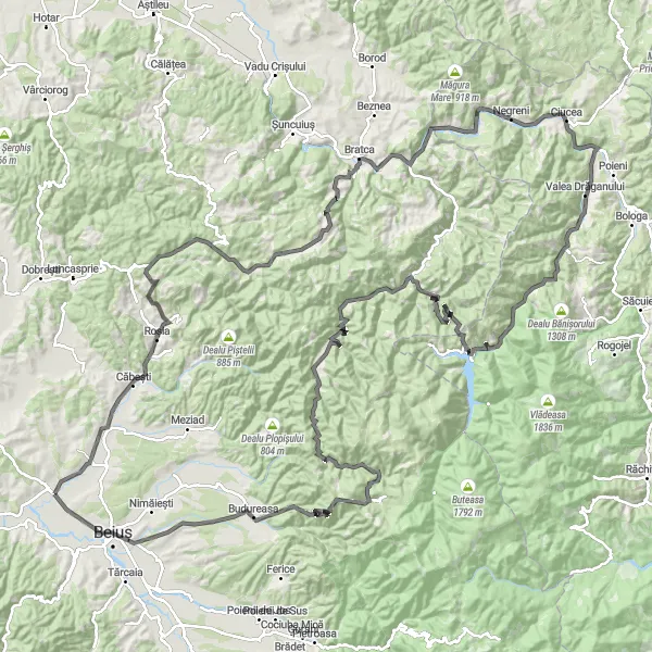 Map miniature of "Road Cycling Adventure through Nord-Vest" cycling inspiration in Nord-Vest, Romania. Generated by Tarmacs.app cycling route planner