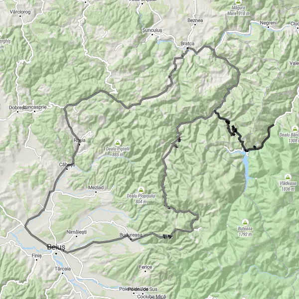 Map miniature of "The Magical West Pocola Loop" cycling inspiration in Nord-Vest, Romania. Generated by Tarmacs.app cycling route planner