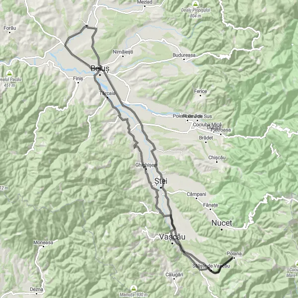 Map miniature of "Păntășești Circuit" cycling inspiration in Nord-Vest, Romania. Generated by Tarmacs.app cycling route planner