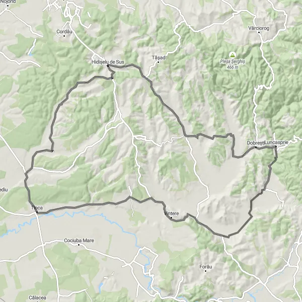 Map miniature of "The Northwestern Adventure" cycling inspiration in Nord-Vest, Romania. Generated by Tarmacs.app cycling route planner