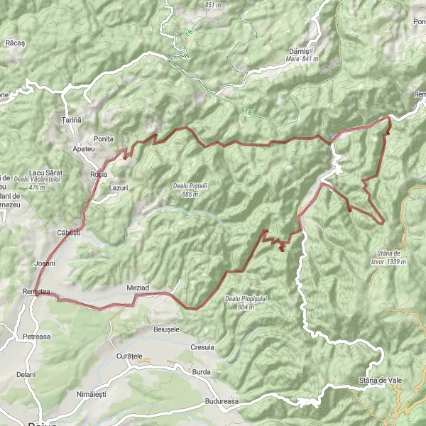 Map miniature of "The Josani Challenge" cycling inspiration in Nord-Vest, Romania. Generated by Tarmacs.app cycling route planner