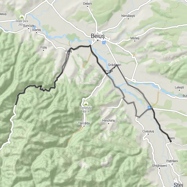 Map miniature of "Scenic Road Loop" cycling inspiration in Nord-Vest, Romania. Generated by Tarmacs.app cycling route planner