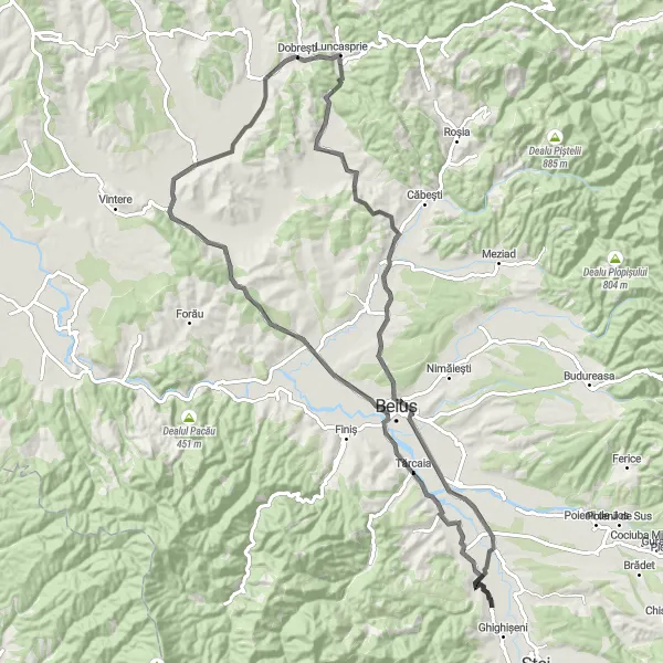 Map miniature of "Hidden Gems of Beiuș" cycling inspiration in Nord-Vest, Romania. Generated by Tarmacs.app cycling route planner