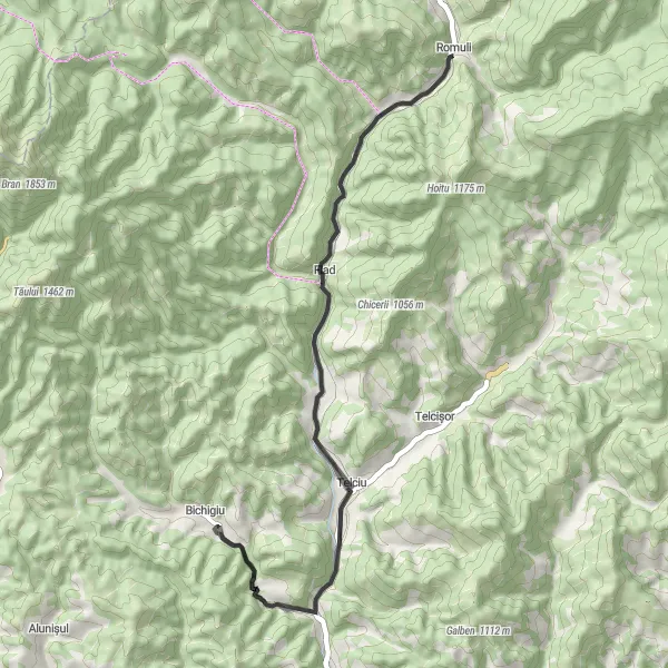 Map miniature of "Countryside Delight" cycling inspiration in Nord-Vest, Romania. Generated by Tarmacs.app cycling route planner