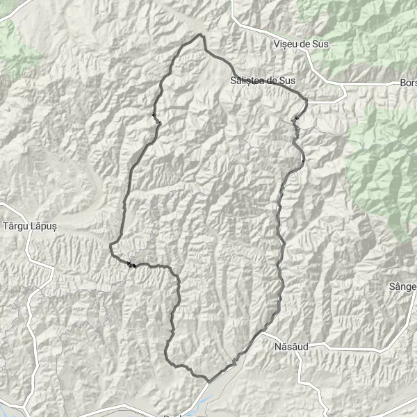 Map miniature of "Exploring the Countryside" cycling inspiration in Nord-Vest, Romania. Generated by Tarmacs.app cycling route planner