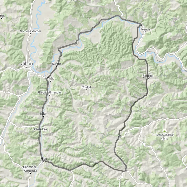 Map miniature of "Rus to Buzaș Loop" cycling inspiration in Nord-Vest, Romania. Generated by Tarmacs.app cycling route planner