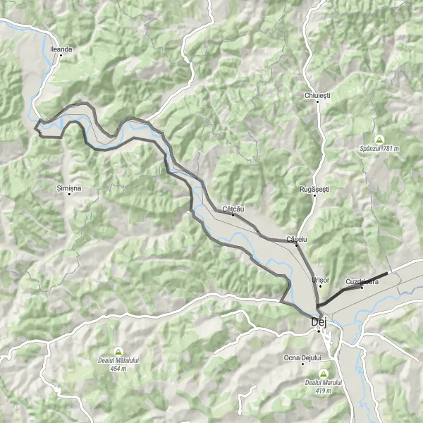 Map miniature of "Rus to Rus Mini Loop" cycling inspiration in Nord-Vest, Romania. Generated by Tarmacs.app cycling route planner