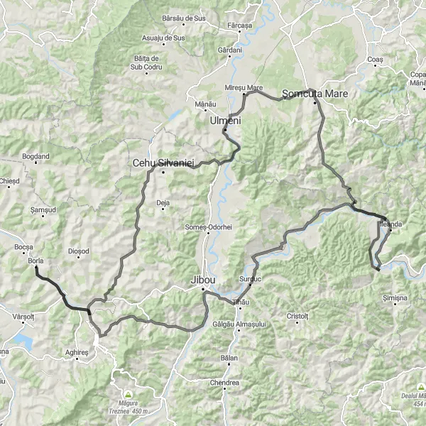 Map miniature of "Rus to Buzaș Loop" cycling inspiration in Nord-Vest, Romania. Generated by Tarmacs.app cycling route planner