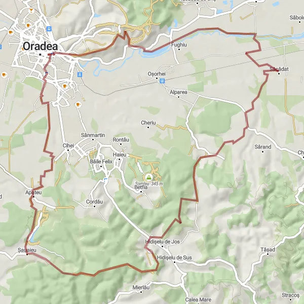 Map miniature of "Gravel Adventure to Palatul Ullmann" cycling inspiration in Nord-Vest, Romania. Generated by Tarmacs.app cycling route planner