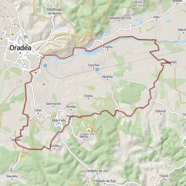 Map miniature of "The Apateu Gravel Adventure" cycling inspiration in Nord-Vest, Romania. Generated by Tarmacs.app cycling route planner