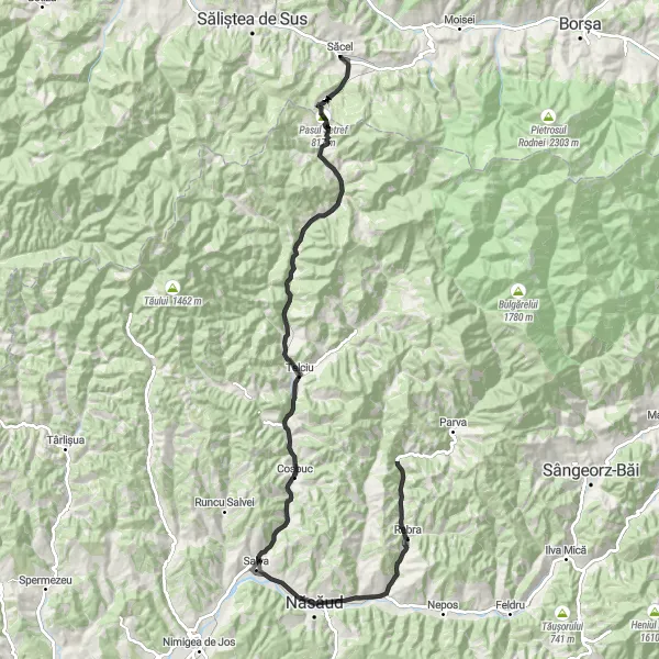 Map miniature of "Scenic Road Cycling Adventure" cycling inspiration in Nord-Vest, Romania. Generated by Tarmacs.app cycling route planner