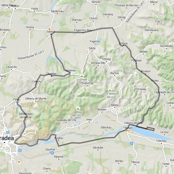 Map miniature of "Tileagd Adventure" cycling inspiration in Nord-Vest, Romania. Generated by Tarmacs.app cycling route planner