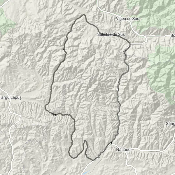 Map miniature of "Epic Road Cycling Route: Spermezeu and Groșii Țibleșului" cycling inspiration in Nord-Vest, Romania. Generated by Tarmacs.app cycling route planner