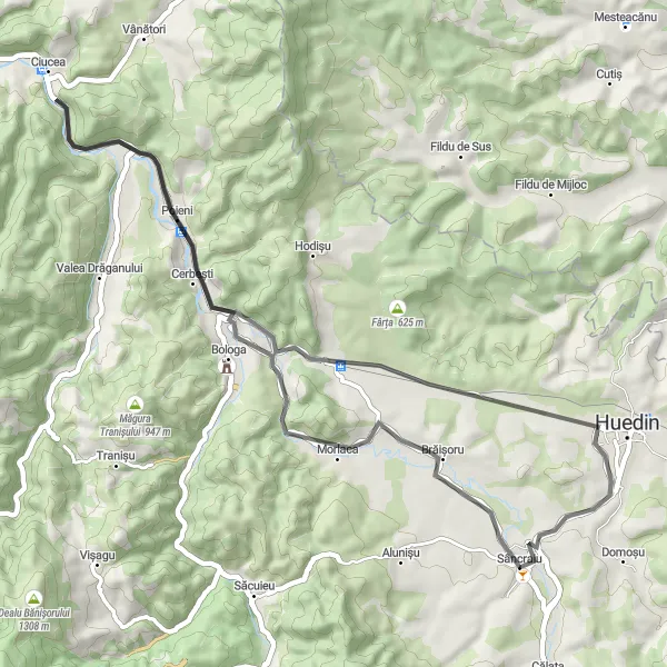 Map miniature of "Măgura Morlaca Loop" cycling inspiration in Nord-Vest, Romania. Generated by Tarmacs.app cycling route planner