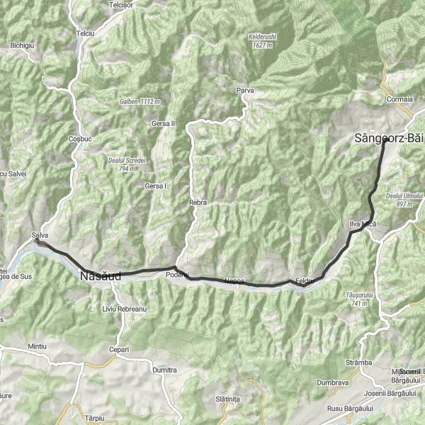 Map miniature of "Nature's Serenity" cycling inspiration in Nord-Vest, Romania. Generated by Tarmacs.app cycling route planner