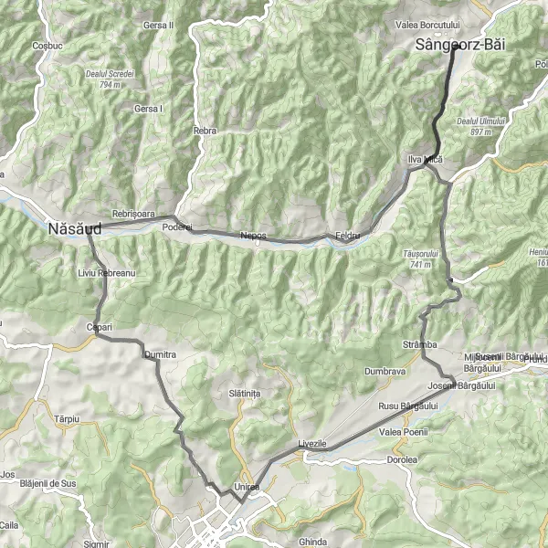 Map miniature of "Bucovina Wonders" cycling inspiration in Nord-Vest, Romania. Generated by Tarmacs.app cycling route planner