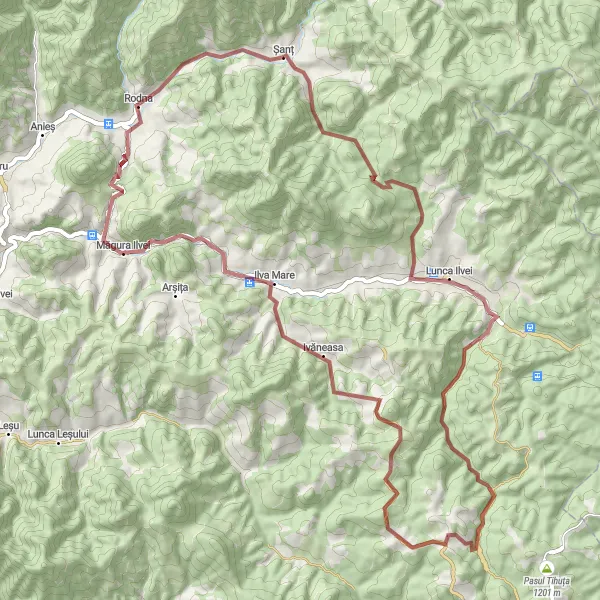 Map miniature of "Gravel Adventure" cycling inspiration in Nord-Vest, Romania. Generated by Tarmacs.app cycling route planner