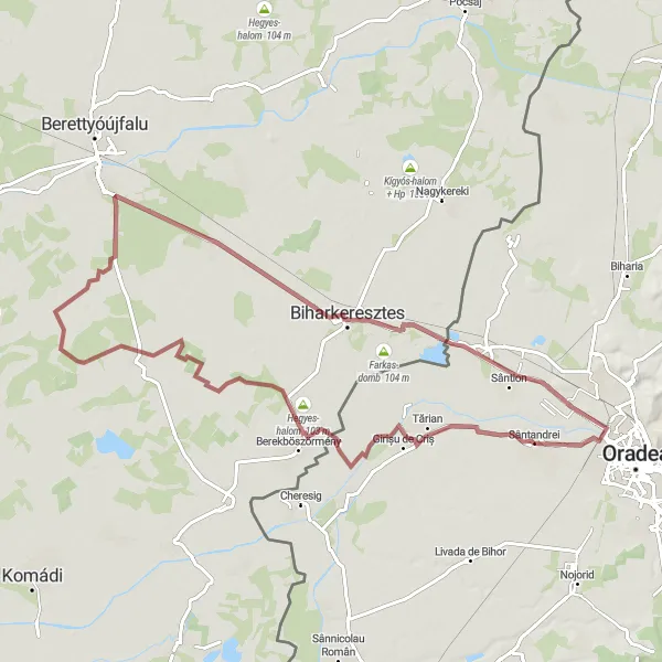 Map miniature of "Cascading Hills" cycling inspiration in Nord-Vest, Romania. Generated by Tarmacs.app cycling route planner